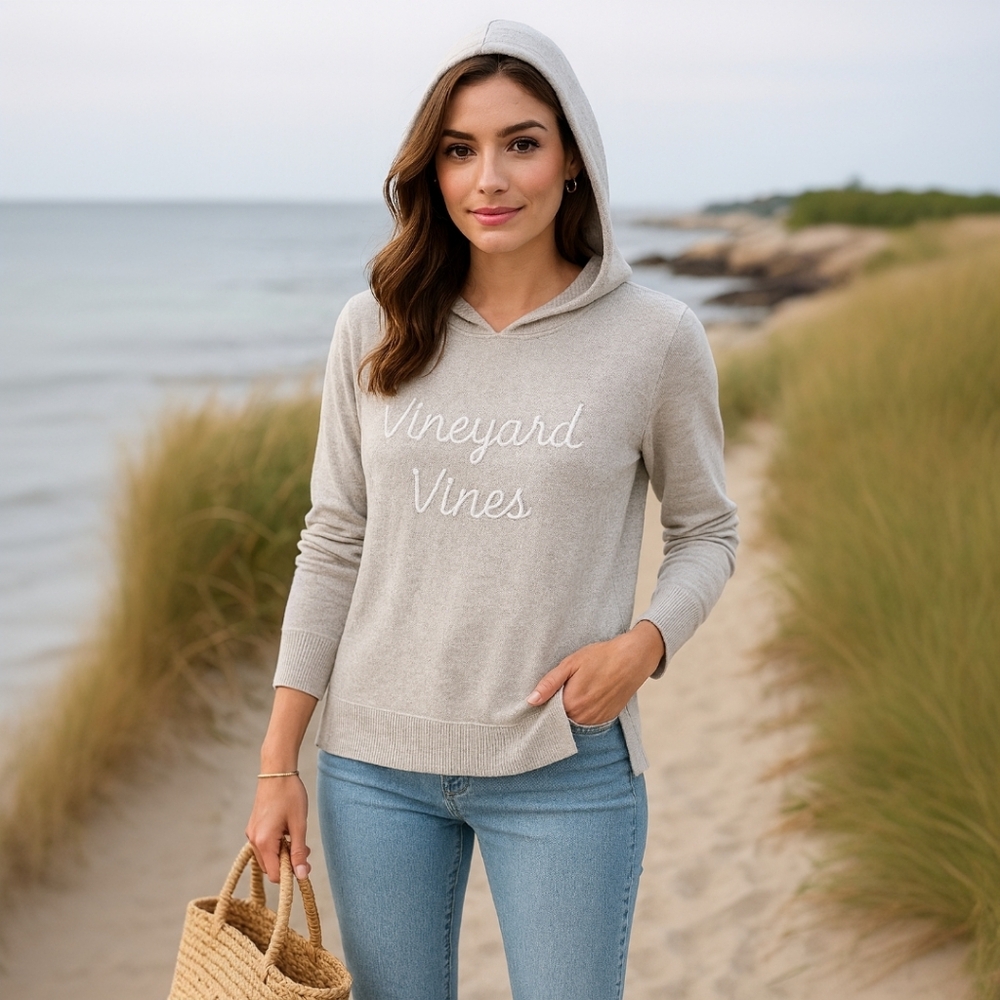 Vineyard Vines Lightweight Embroidered Hoodie Sweater